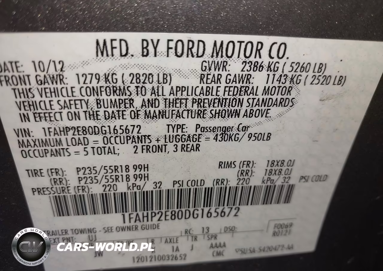 2013 Ford Taurus Sel VIN:1FAHP2E80DG165672 - 9