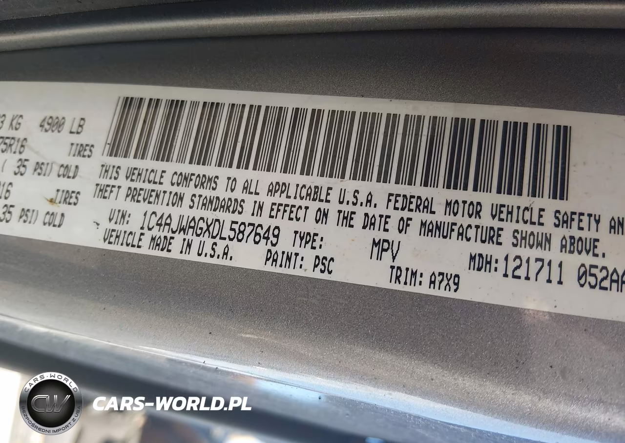 2013 Jeep Wrangler Sport VIN:1C4AJWAGXDL587649 - 9