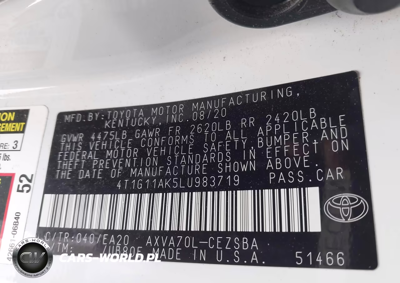 2020 Toyota Camry Se VIN:4T1G11AK5LU983719 - 9