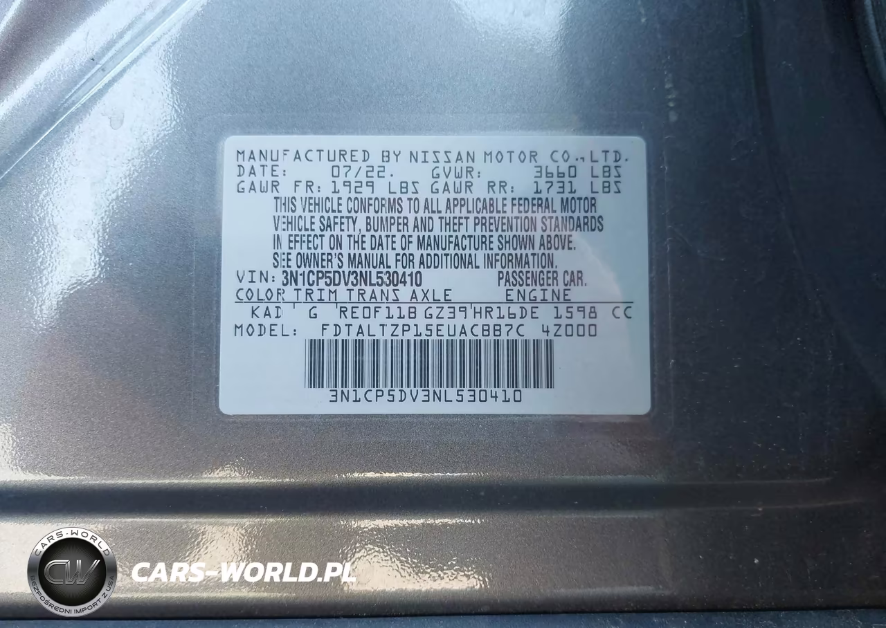 2022 Nissan Kicks Sr Xtronic Cvt VIN:3N1CP5DV3NL530410 - 9