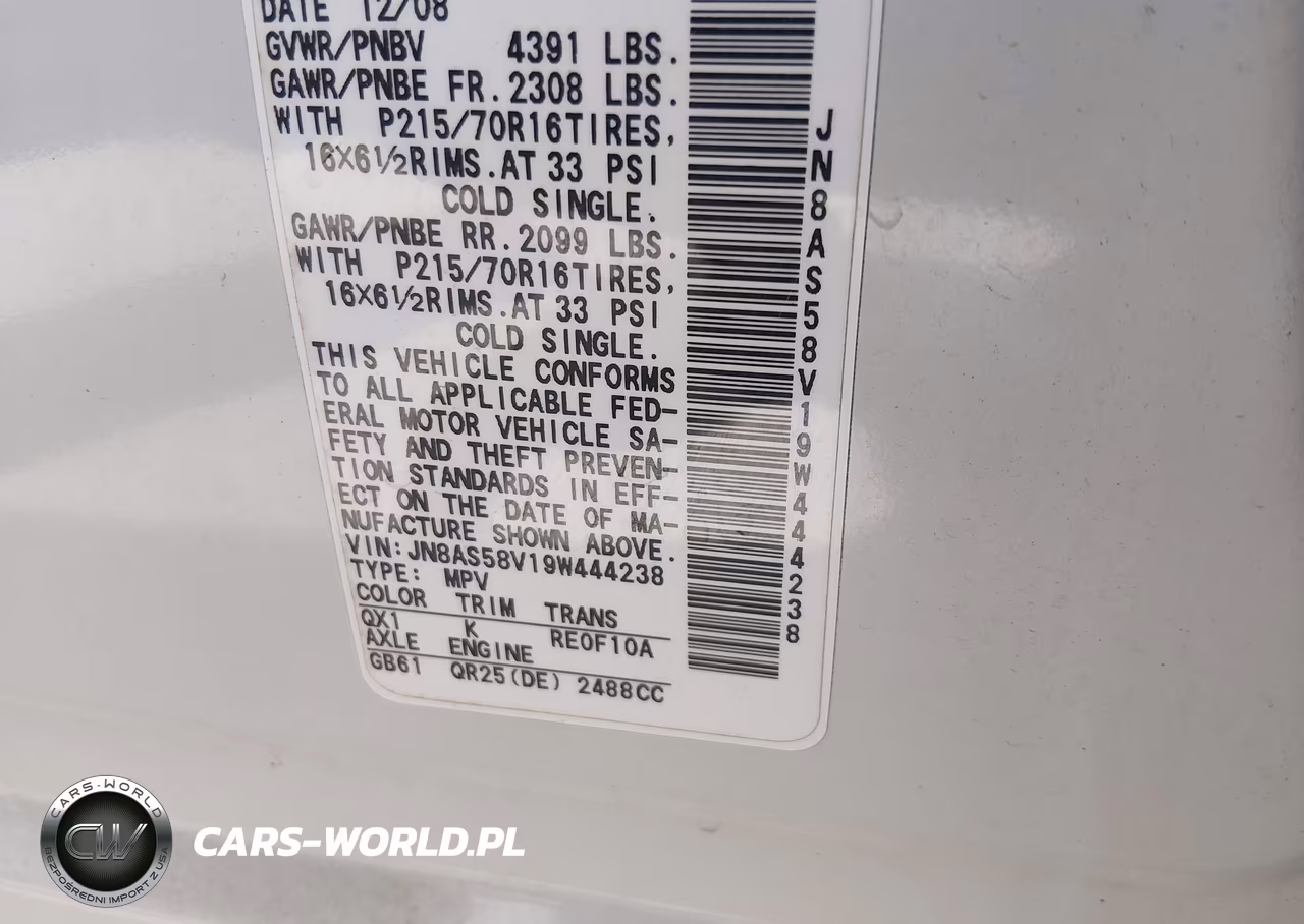 2009 Nissan Rogue S VIN:JN8AS58V19W444238 - 9