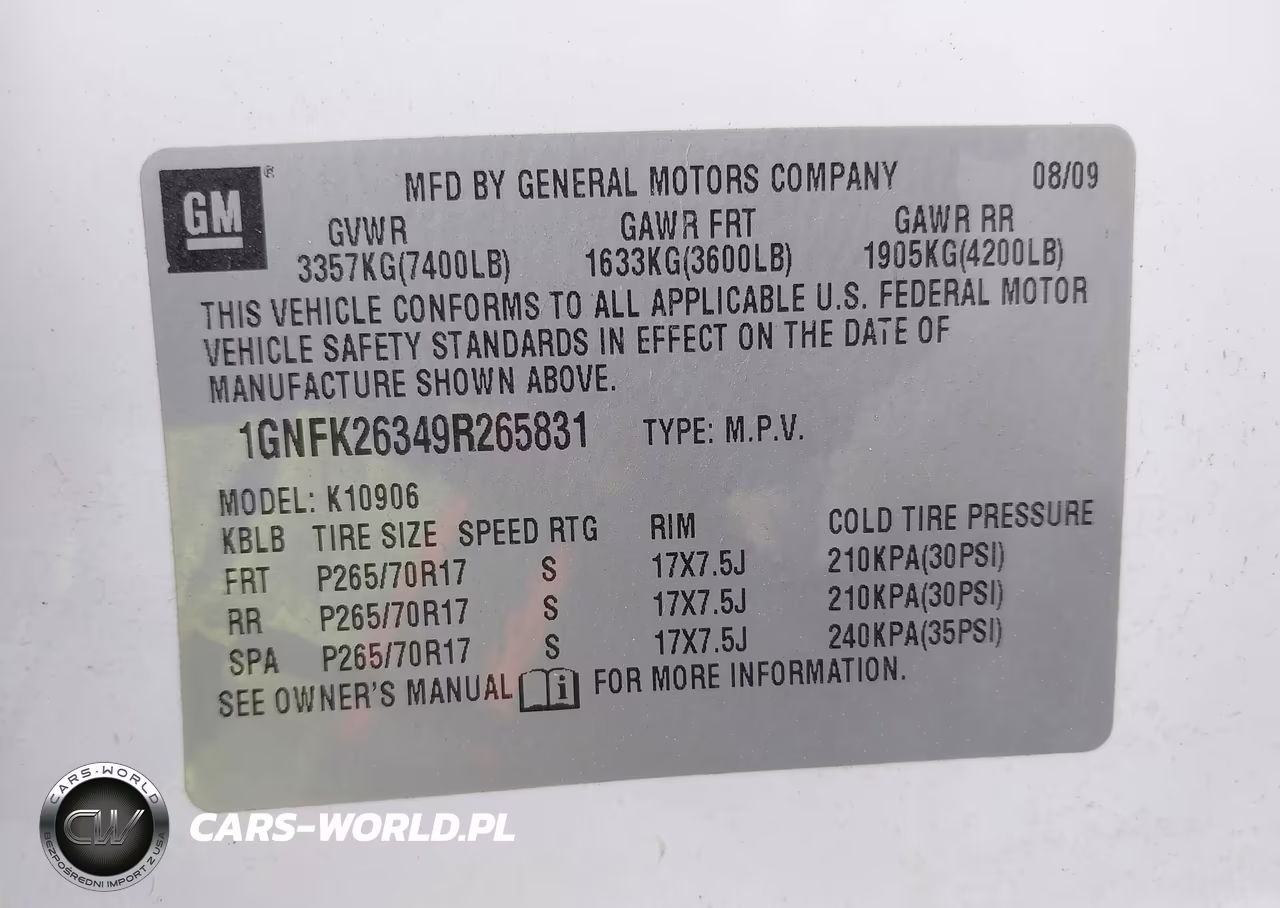 2009 Chevrolet Suburban 1500 Lt1 VIN:1GNFK26349R265831 - 9
