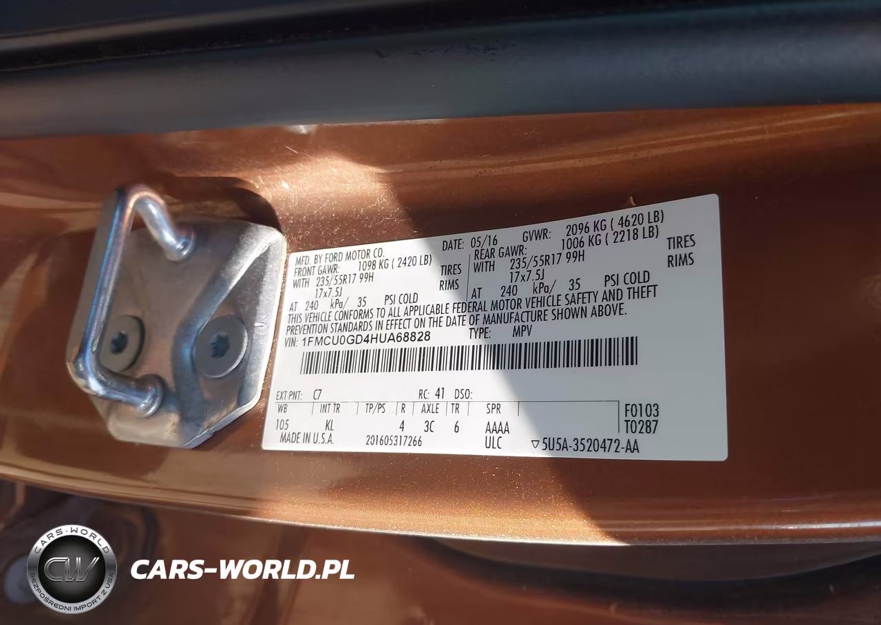 2017 Ford Escape Se VIN:1FMCU0GD4HUA68828 - 9