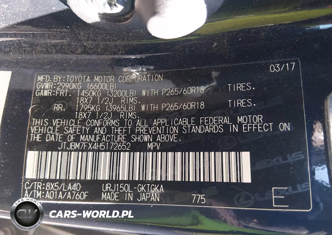 2017 Lexus Gx 460 VIN:JTJBM7FX4H5172652 - 9