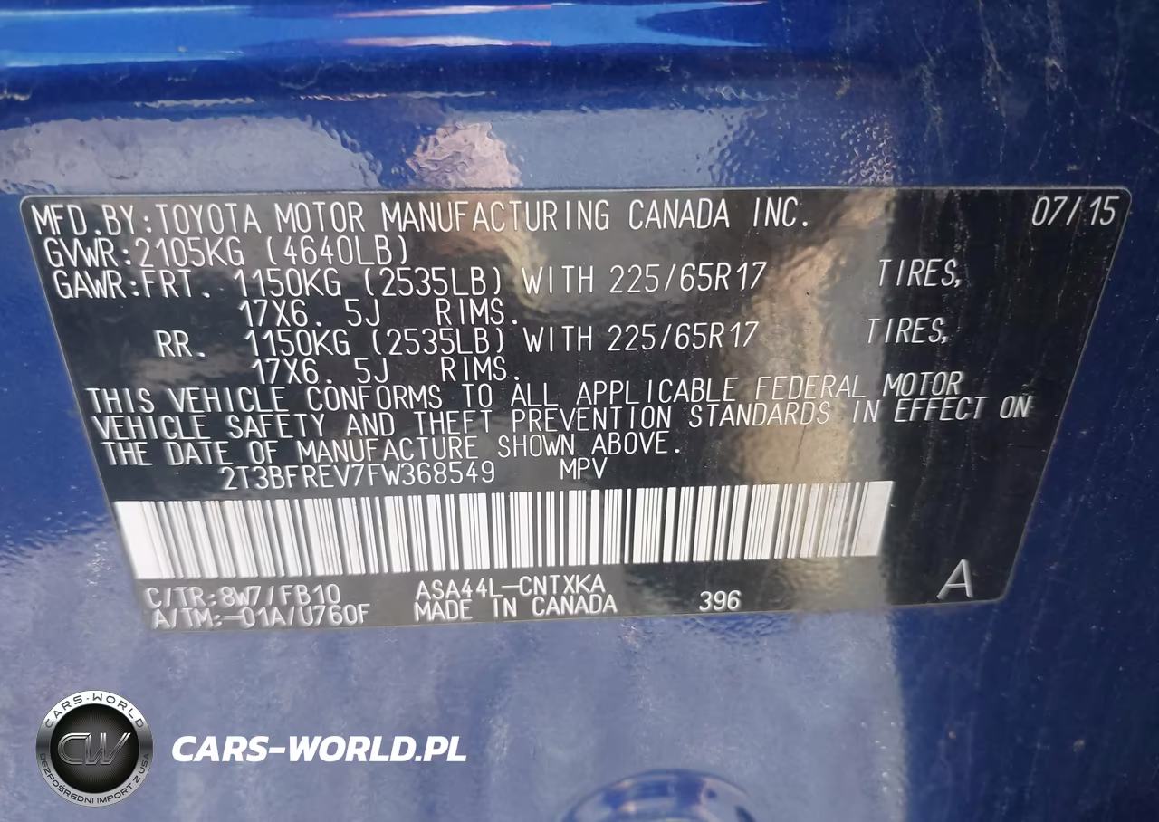 2015 Toyota Rav4 Le VIN:2T3BFREV7FW368549 - 9