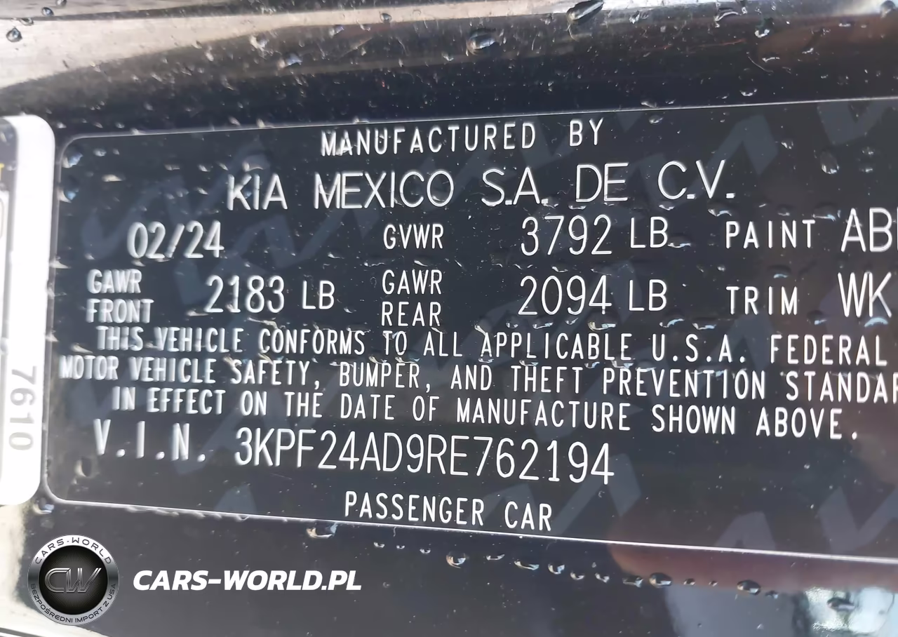 2024 Kia Forte Lxs VIN:3KPF24AD9RE762194 - 9
