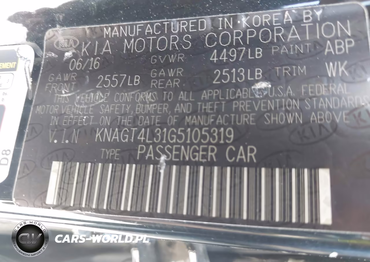 2016 Kia Optima Lx VIN:KNAGT4L31G5105319 - 9