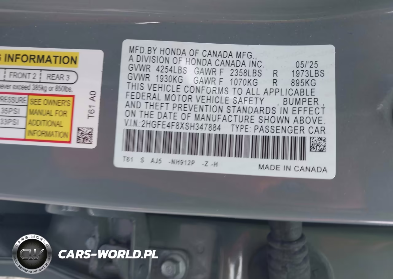 2025 Honda Civic Hybrid Sport-Sport Touring VIN:2HGFE4F8XSH347884 - 9