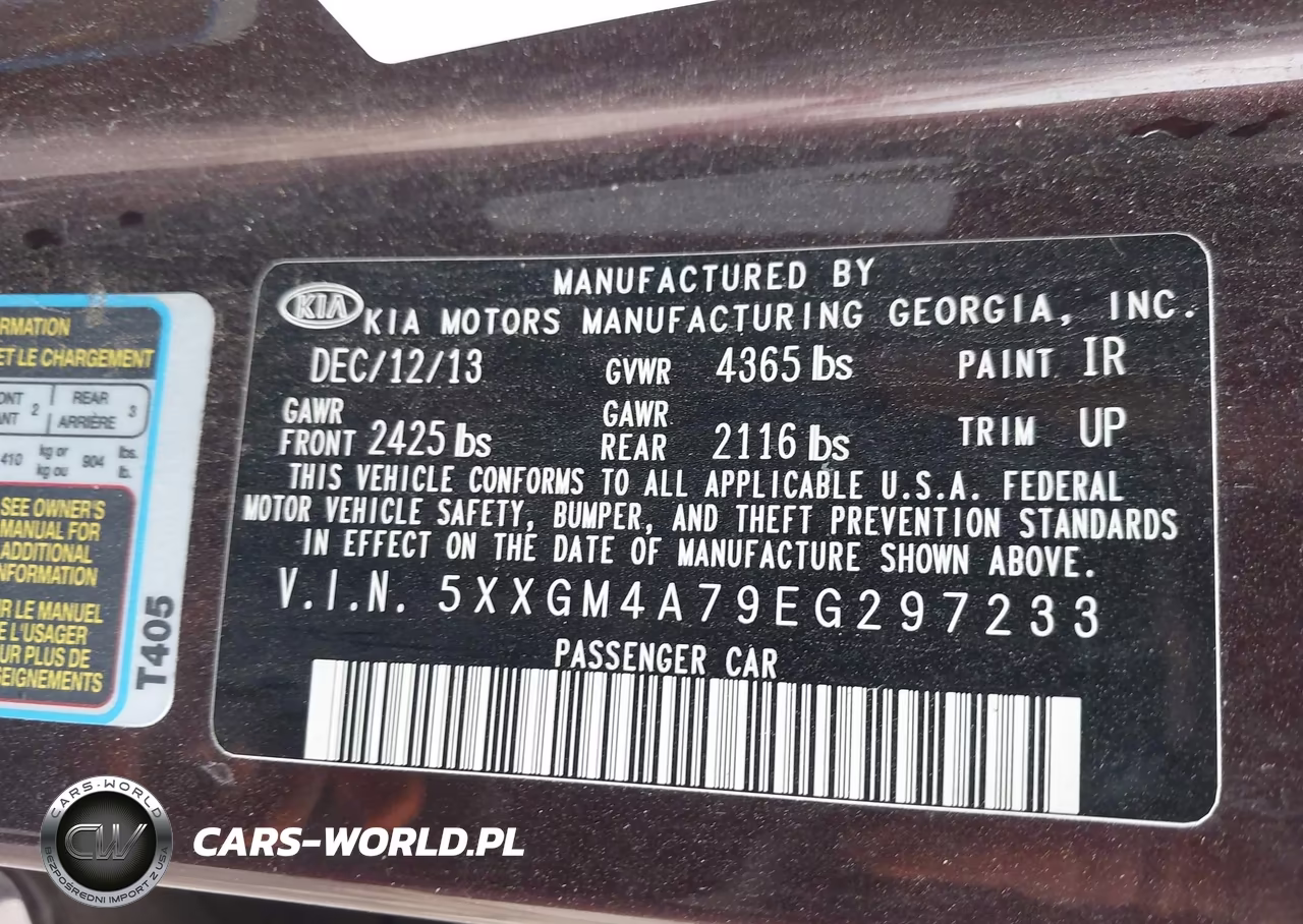 2014 Kia Optima Lx VIN:5XXGM4A79EG297233 - 9