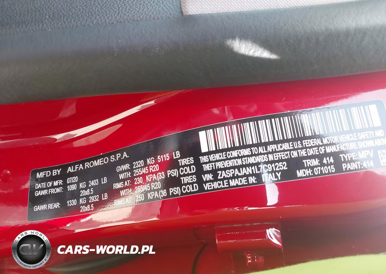 2020 Alfa Romeo Stelvio Rwd VIN:ZASPAJAN1L7C91252 - 9