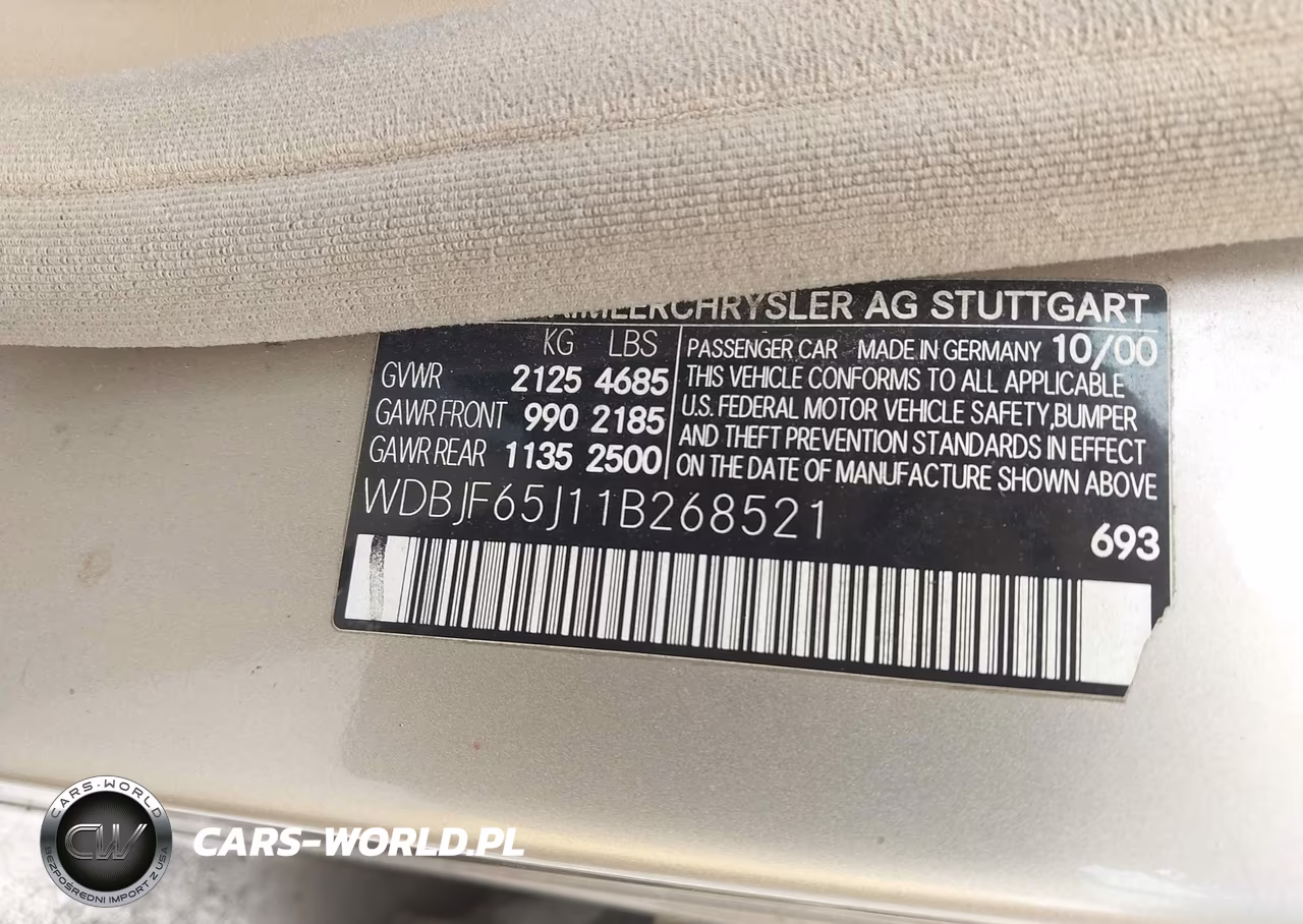 2001 Mercedes-Benz E 320 VIN:WDBJF65J11B268521 - 9