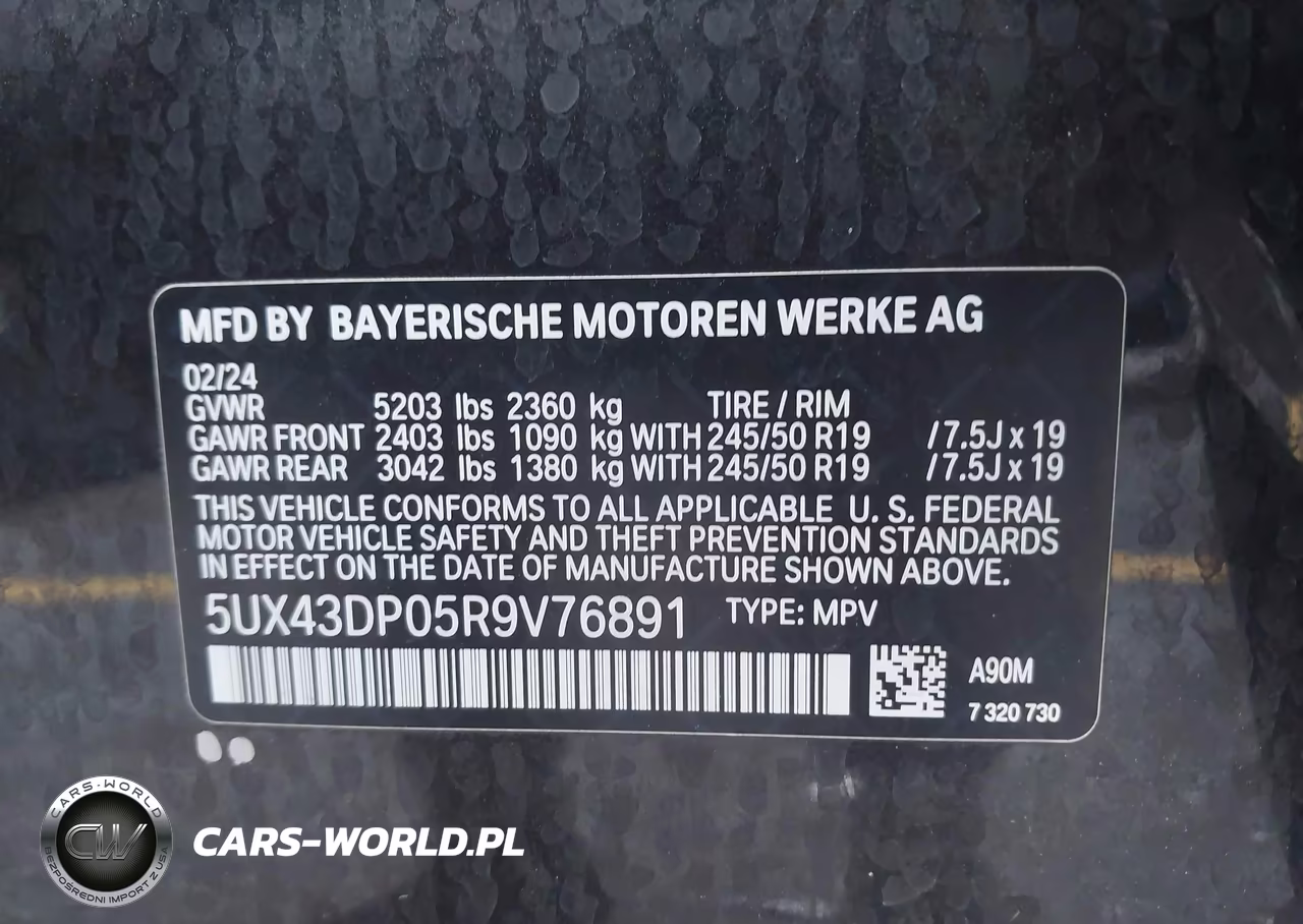 2024 BMW X3 Sdrive30I VIN:5UX43DP05R9V76891 - 9