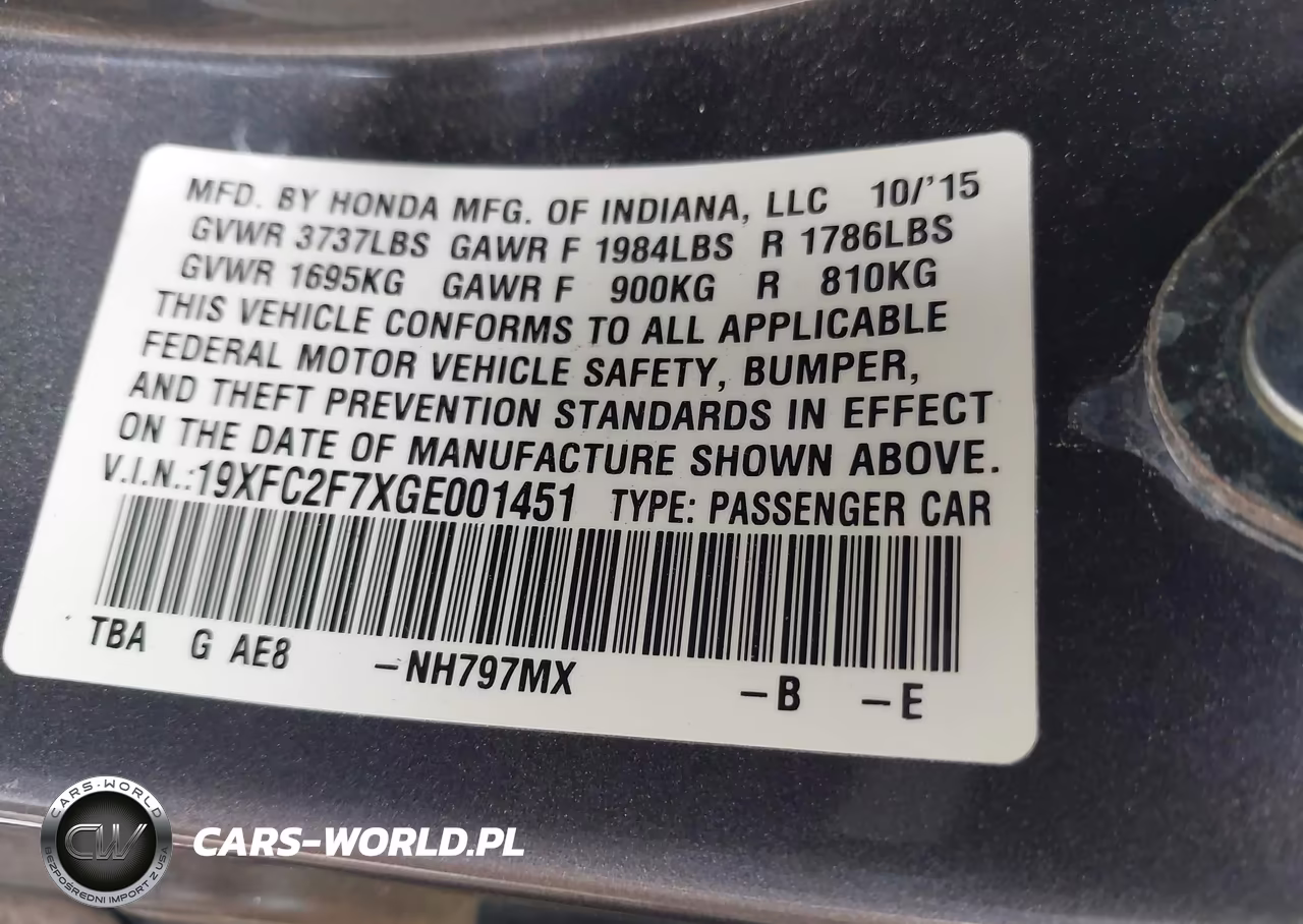 2016 Honda Civic Ex VIN:19XFC2F7XGE001451 - 9