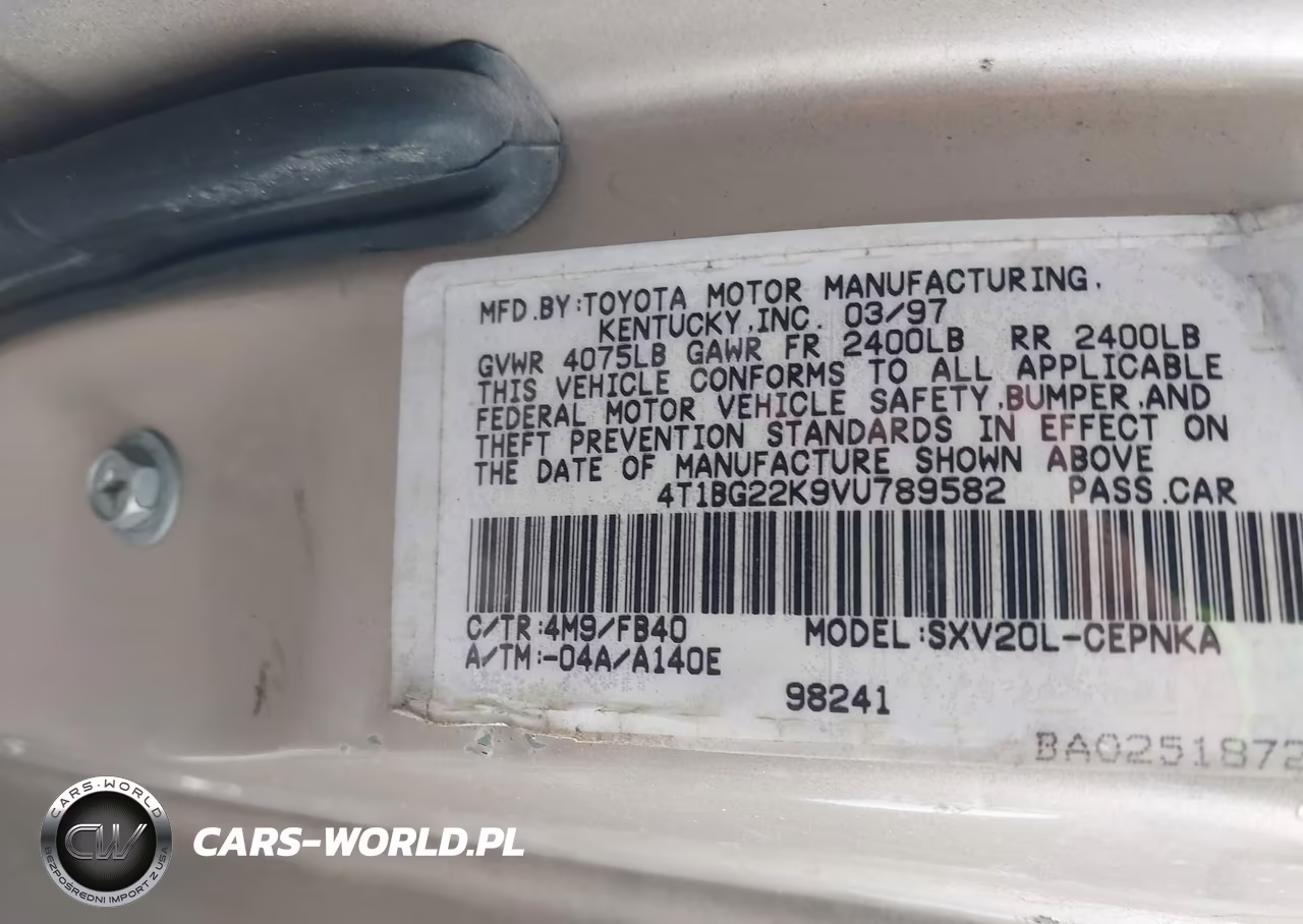 1997 Toyota Camry Le VIN:4T1BG22K9VU789582 - 9