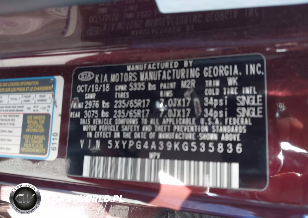 2019 Kia Sorento 2.4L Lx VIN:5XYPG4A39KG535836 - 9