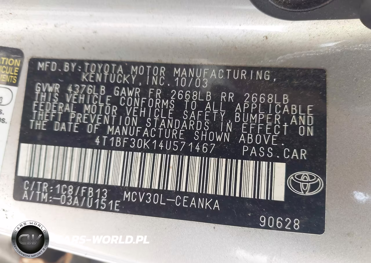 2004 Toyota Camry Le V6 VIN:4T1BF30K14U571467 - 9