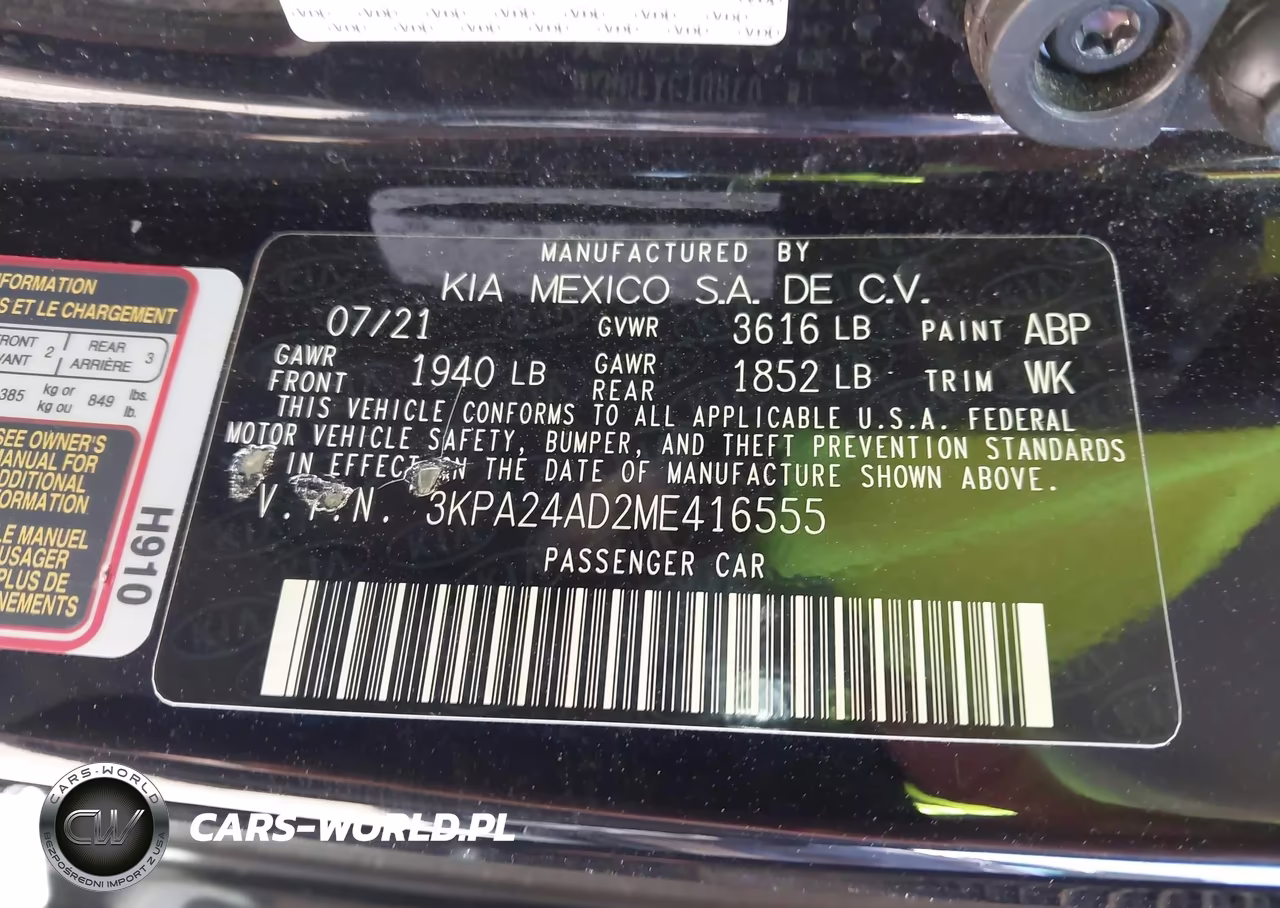 2021 Kia Rio Lx VIN:3KPA24AD2ME416555 - 9