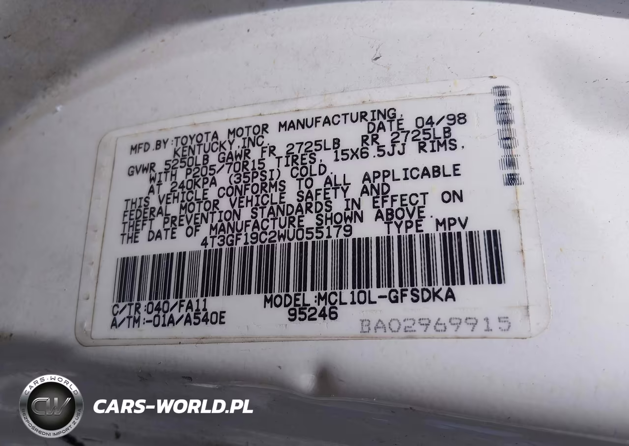 1998 Toyota Sienna Ce VIN:4T3GF19C2WU055179 - 9