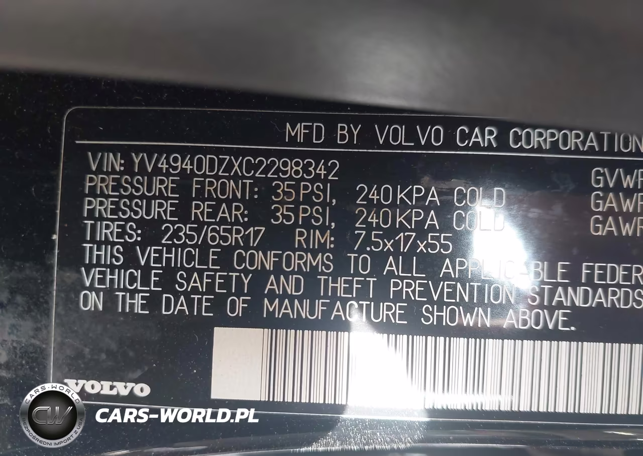 2012 Volvo Xc60 3.2-3.2 Platinum-3.2 Premier-3.2 Premier Plus VIN:YV4940DZXC2298342 - 9