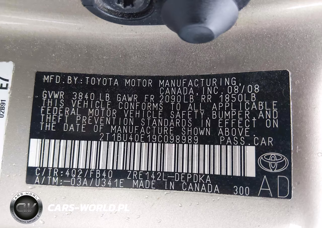 2009 Toyota Corolla Le VIN:2T1BU40E19C098989 - 9