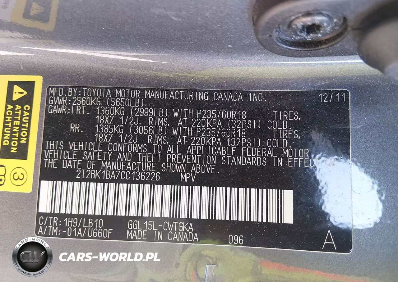 2012 Lexus Rx 350 VIN:2T2BK1BA7CC136226 - 9