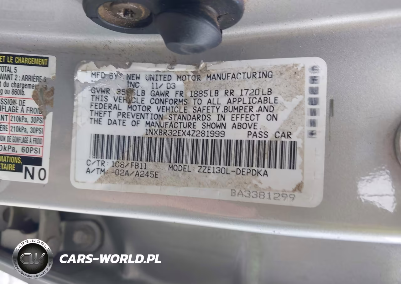 2004 Toyota Corolla Ce VIN:1NXBR32EX4Z281999 - 9