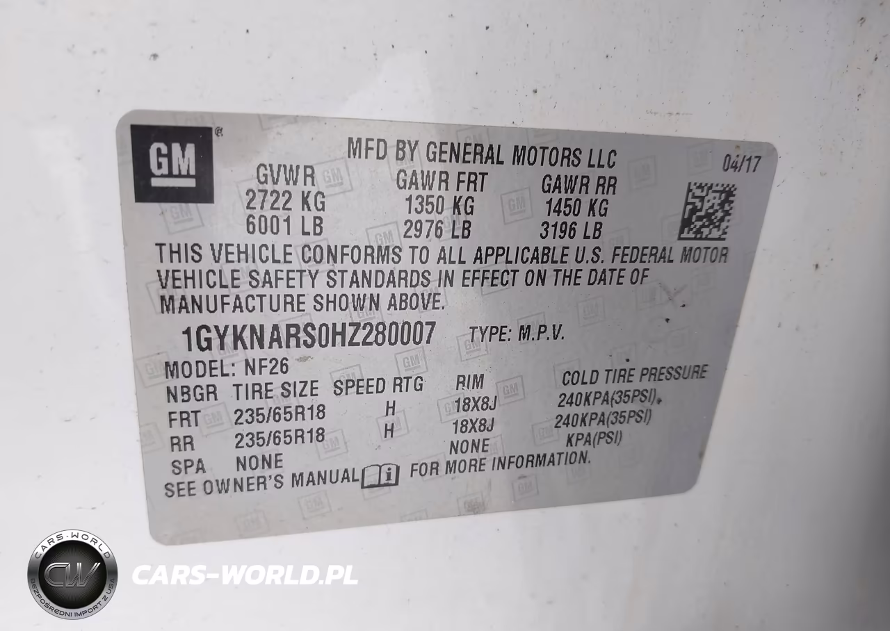 2017 Cadillac Xt5 Standard VIN:1GYKNARS0HZ280007 - 9
