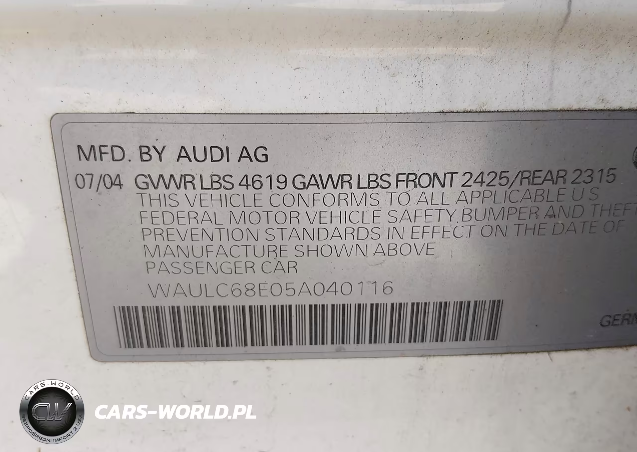 2005 Audi A4 1.8T VIN:WAULC68E05A040116 - 9