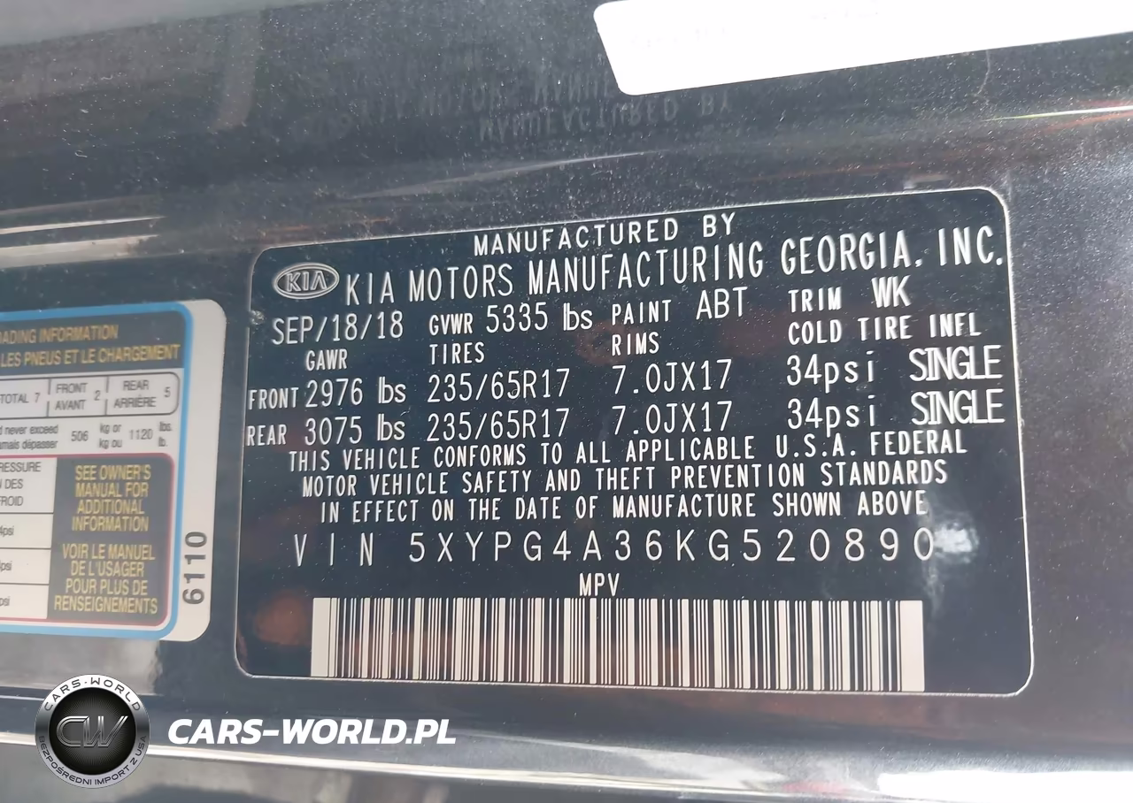 2019 Kia Sorento 2.4L Lx VIN:5XYPG4A36KG520890 - 9