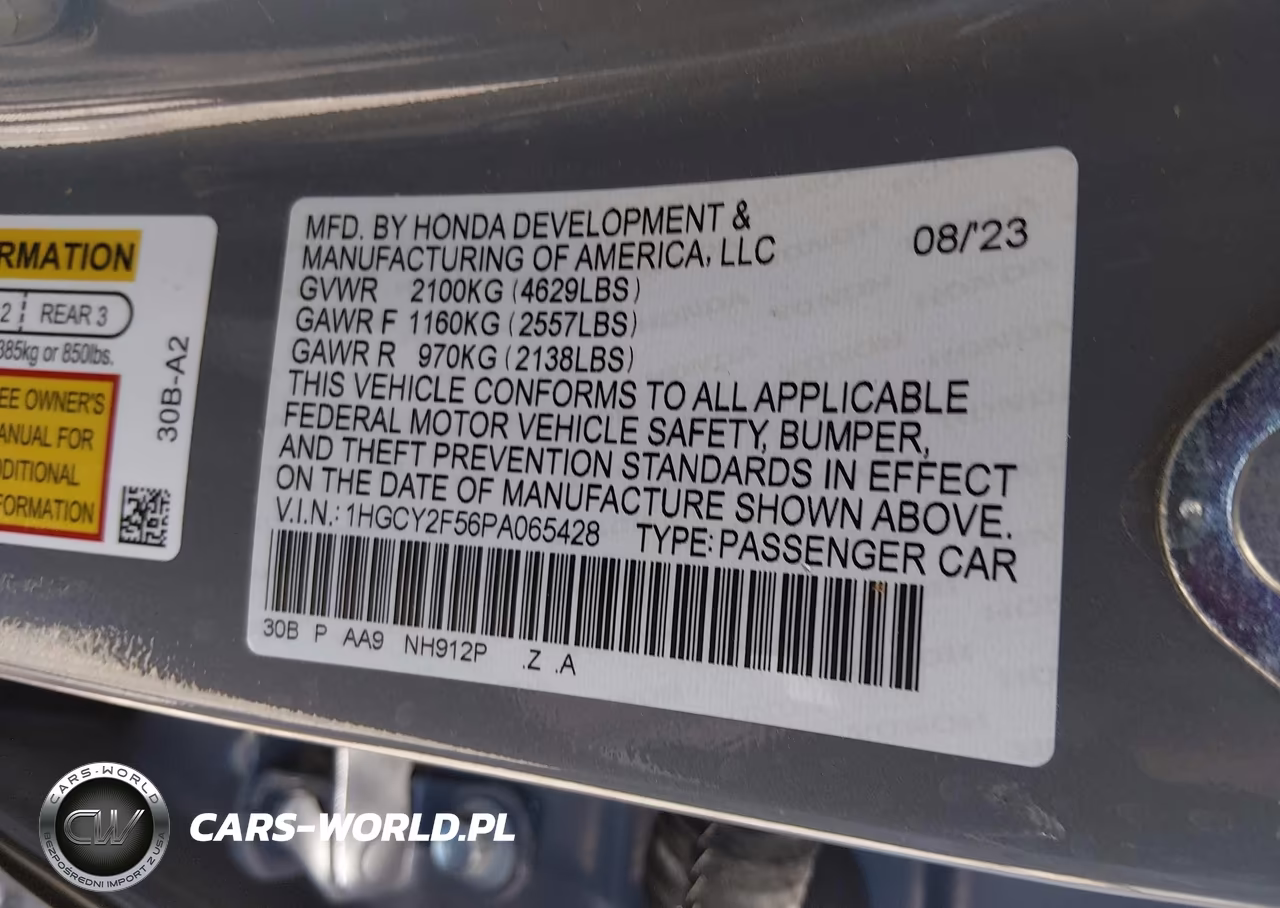 2023 Honda Accord Hybrid Sport VIN:1HGCY2F56PA065428 - 9
