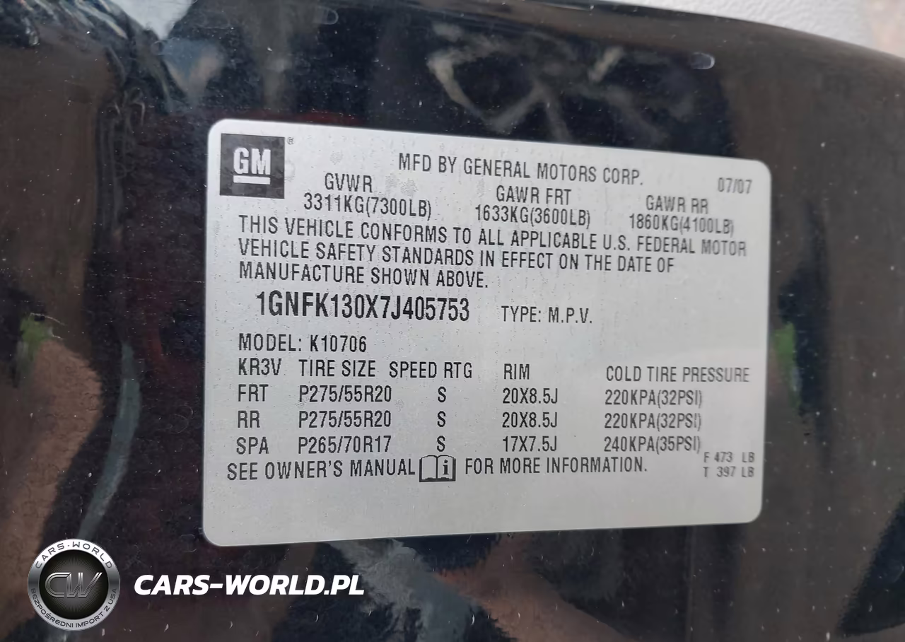2007 Chevrolet Tahoe Ltz VIN:1GNFK130X7J405753 - 9