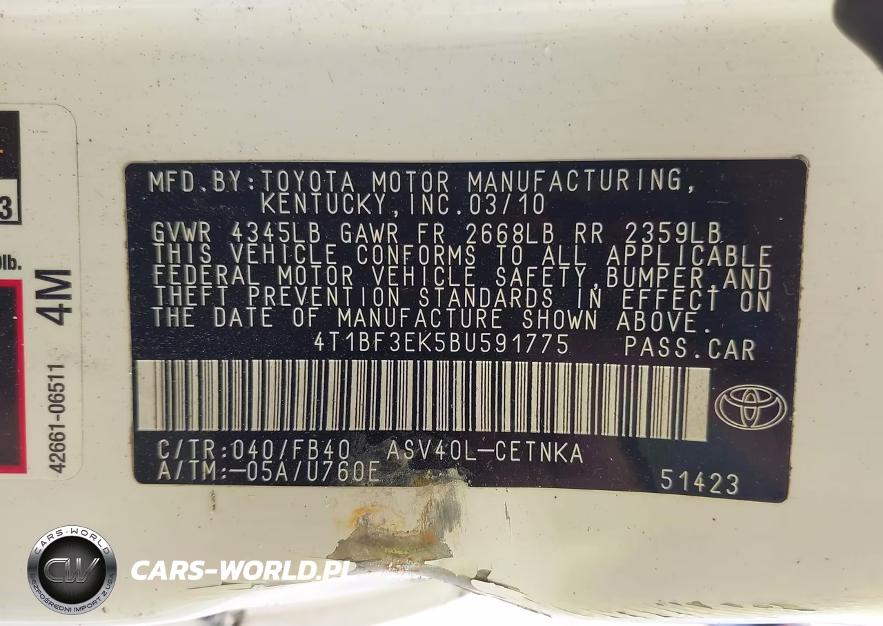2011 Toyota Camry VIN:4T1BF3EK5BU591775 - 9