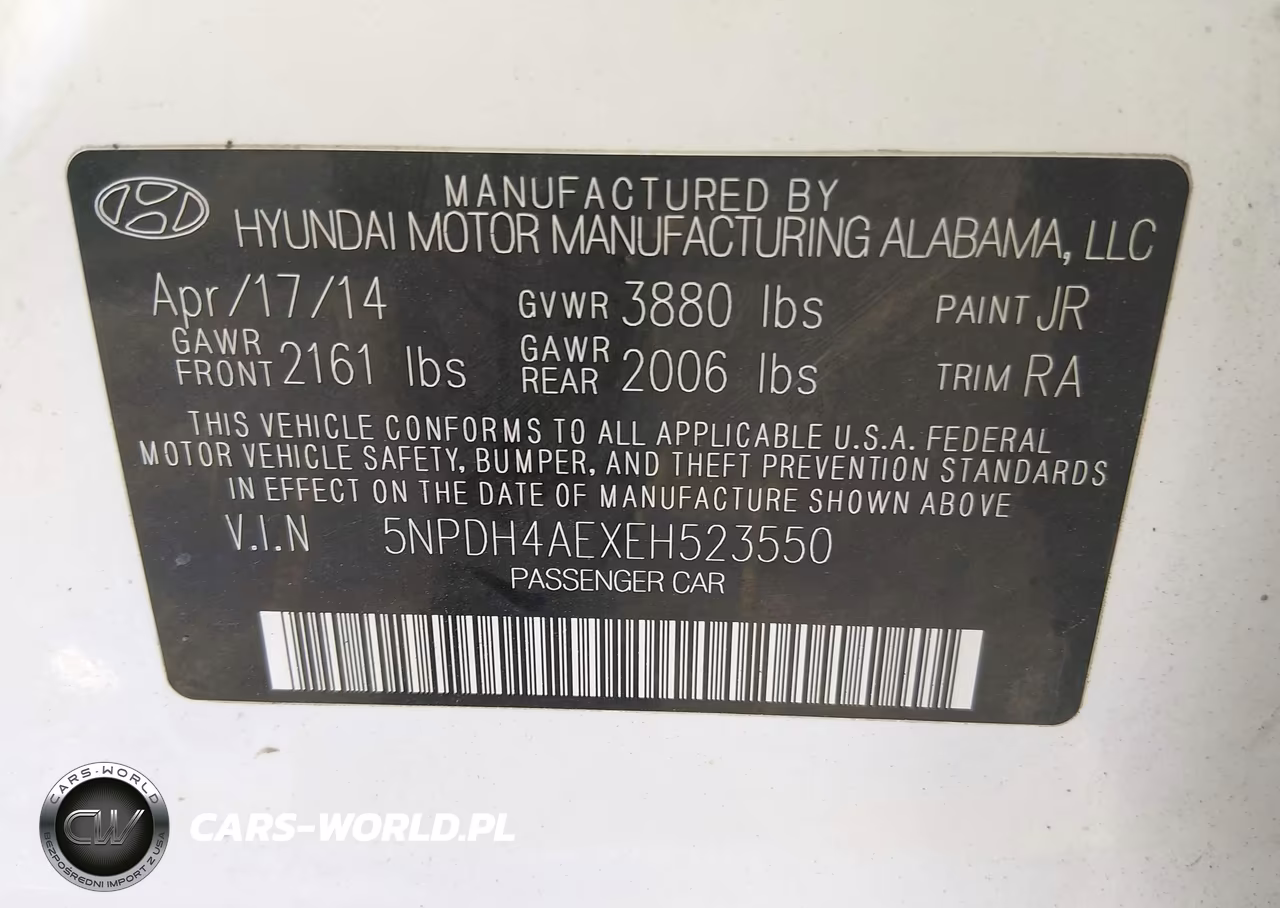 2014 Hyundai Elantra Se VIN:5NPDH4AEXEH523550 - 9