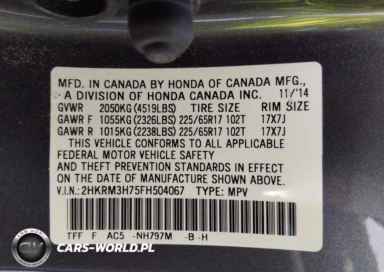2015 Honda Cr-V Ex-L VIN:2HKRM3H75FH504067 - 9