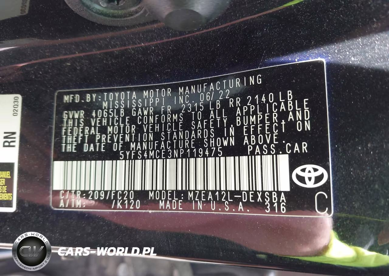 2022 Toyota Corolla Se VIN:5YFS4MCE3NP119475 - 9