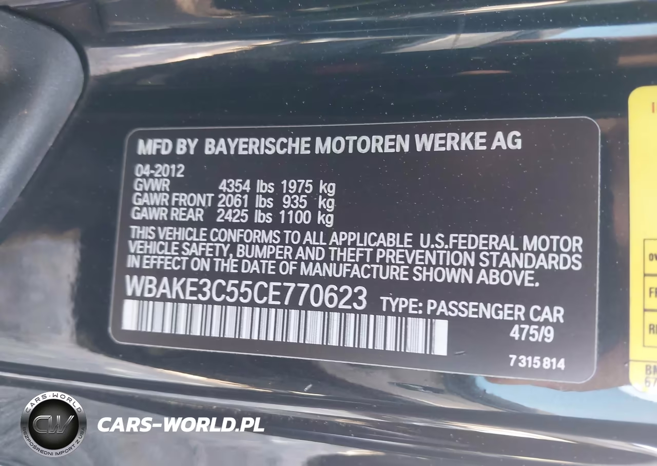 2012 BMW 328I VIN:WBAKE3C55CE770623 - 9