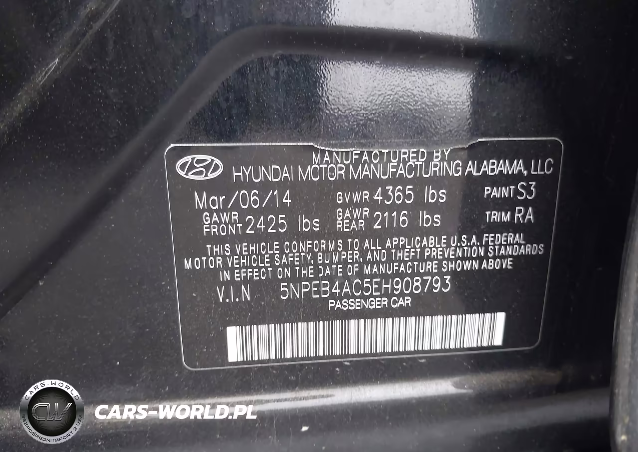 2014 Hyundai Sonata Gls VIN:5NPEB4AC5EH908793 - 9