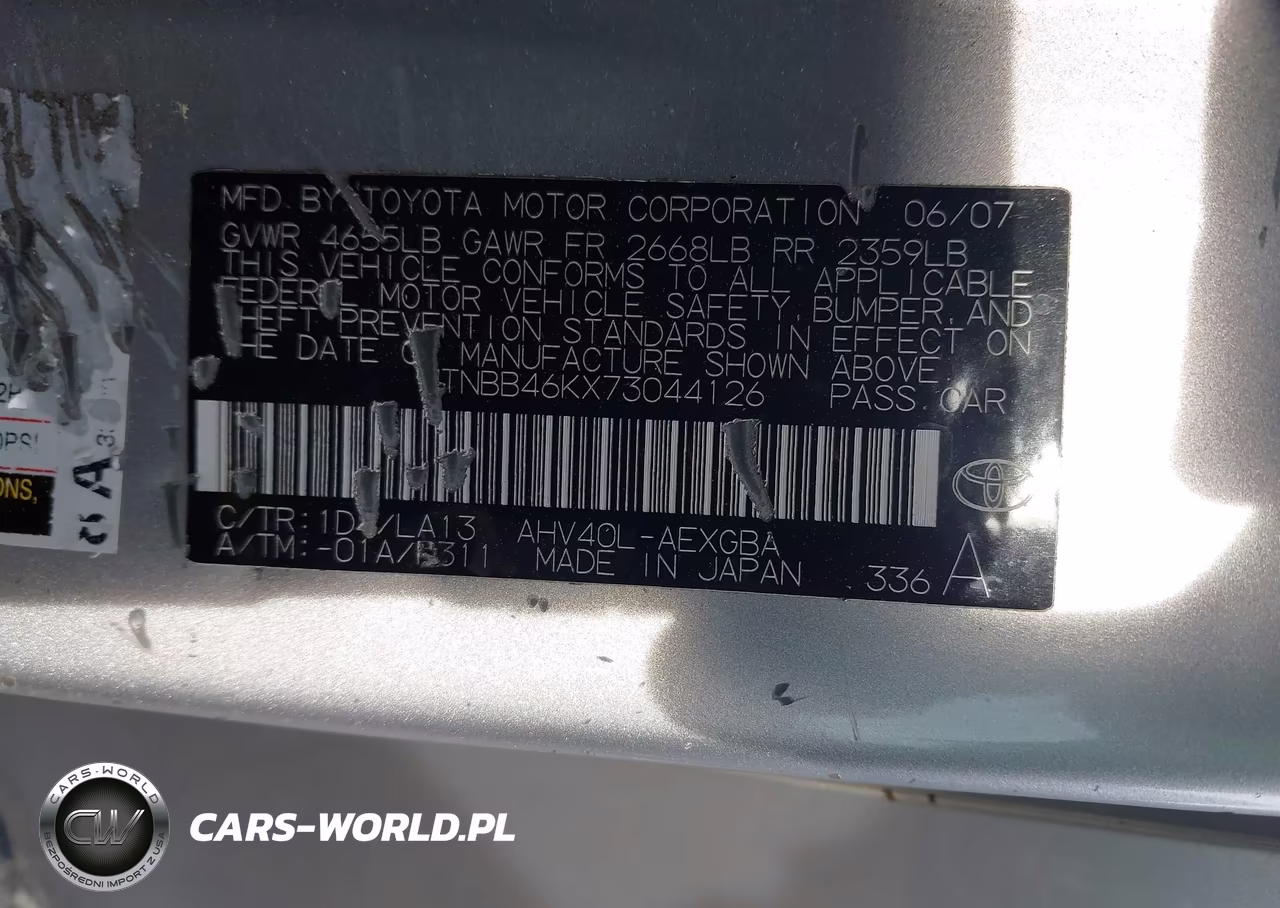 2007 Toyota Camry Hybrid VIN:JTNBB46KX73044126 - 9