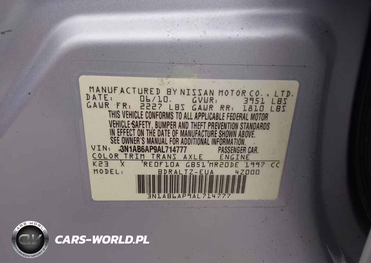 2010 Nissan Sentra 2.0Sr VIN:3N1AB6AP9AL714777 - 9