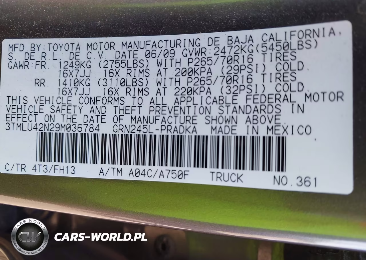 2009 Toyota Tacoma Base V6 VIN:3TMLU42N29M036784 - 9