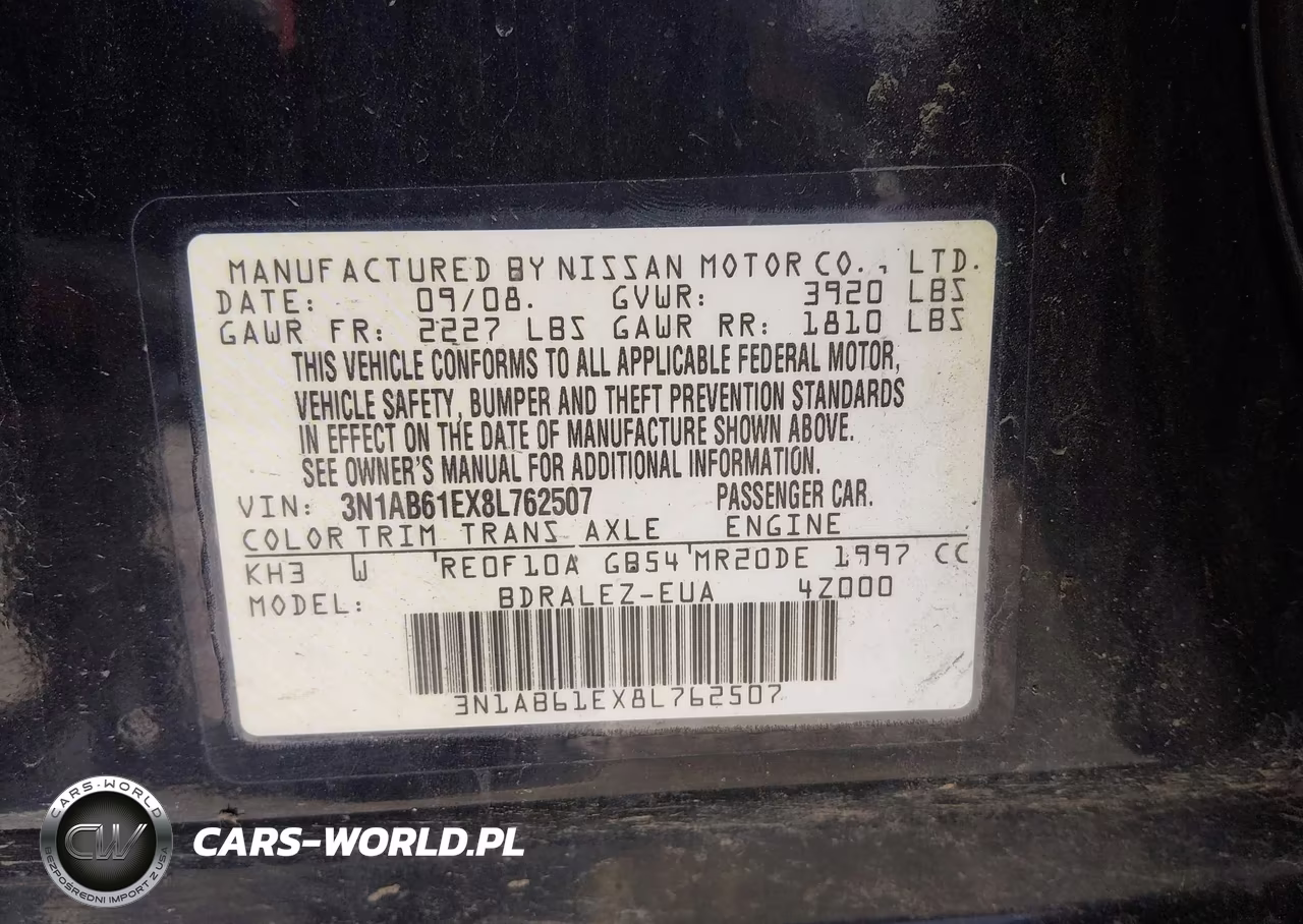 2008 Nissan Sentra 2.0S VIN:3N1AB61EX8L762507 - 9