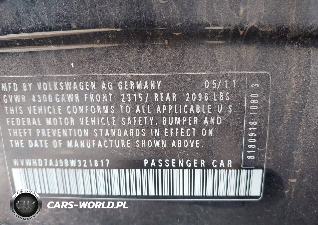 2011 Volkswagen Gti 4-Door VIN:WVWHD7AJ9BW321817 - 9
