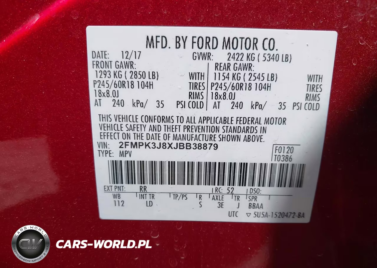 2018 Ford Edge Sel VIN:2FMPK3J8XJBB38879 - 9
