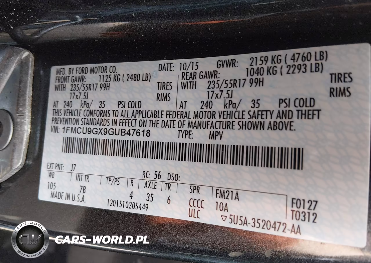 2016 Ford Escape Se VIN:1FMCU9GX9GUB47618 - 9