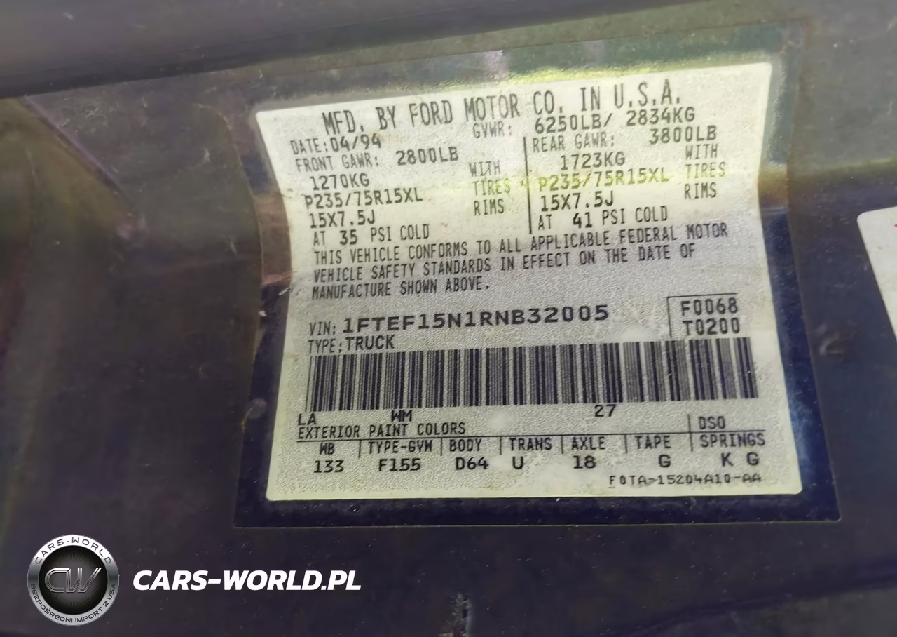 1994 Ford F150 VIN:1FTEF15N1RNB32005 - 9