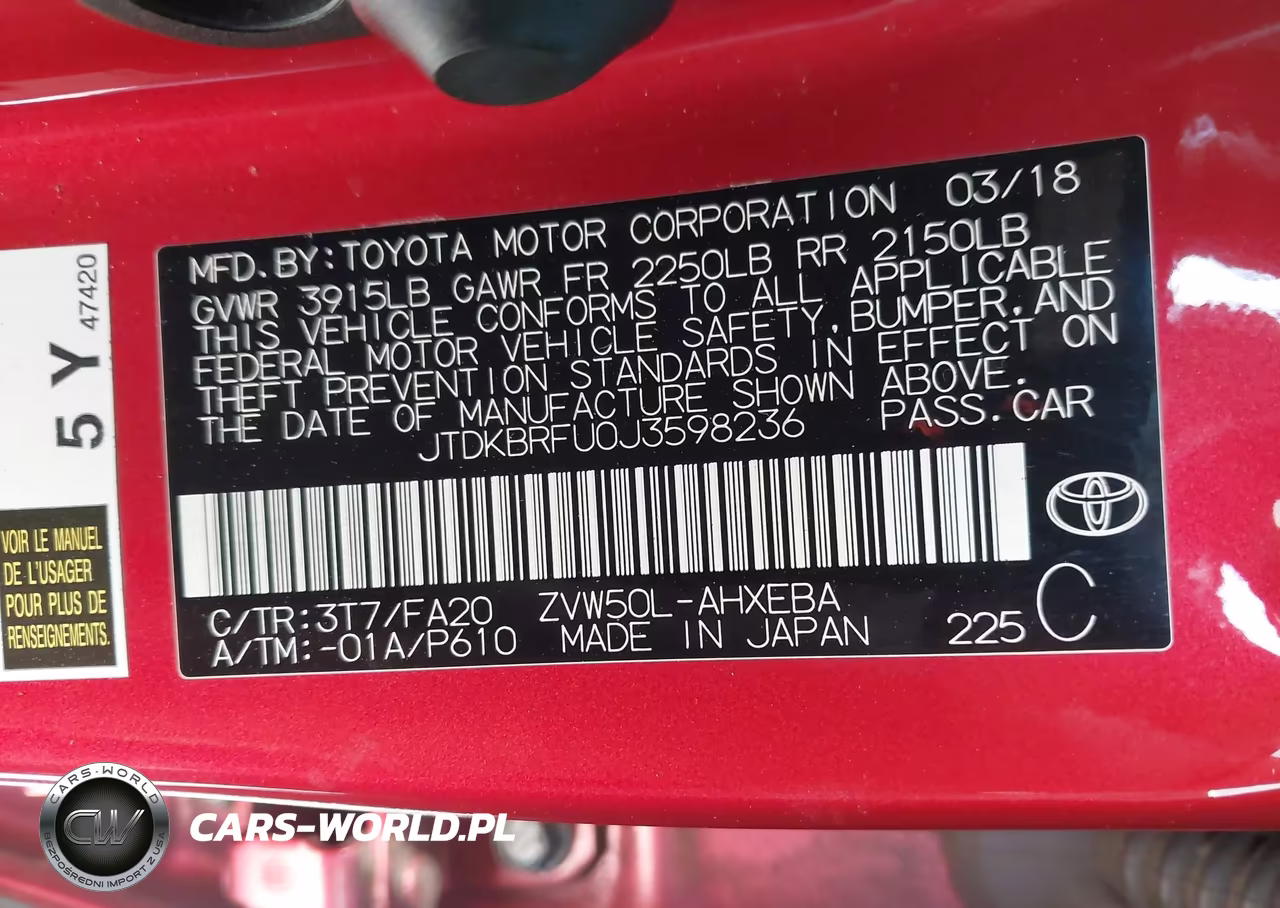 2018 Toyota Prius Two VIN:JTDKBRFU0J3598236 - 9