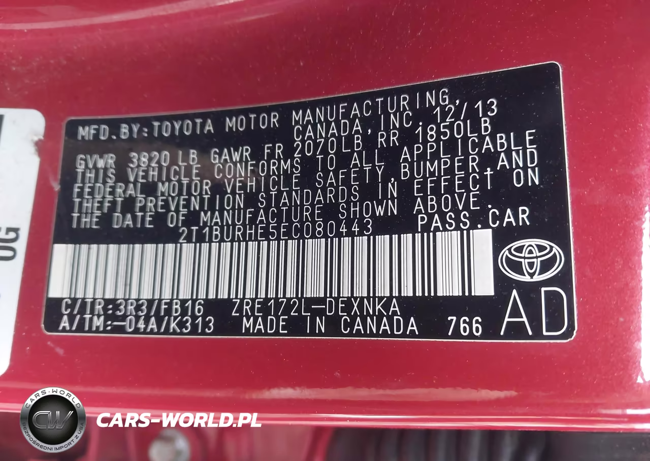 2014 Toyota Corolla Le Plus VIN:2T1BURHE5EC080443 - 9