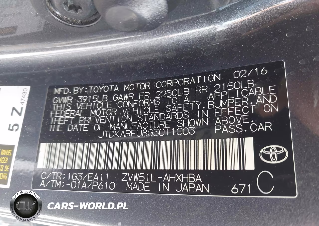 2016 Toyota Prius Three Touring VIN:JTDKARFU8G3011003 - 9