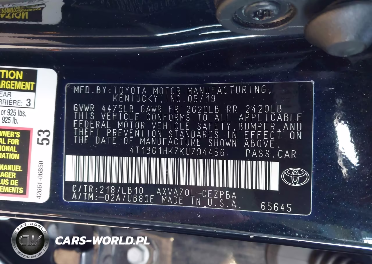 2019 Toyota Camry Xse VIN:4T1B61HK7KU794456 - 9