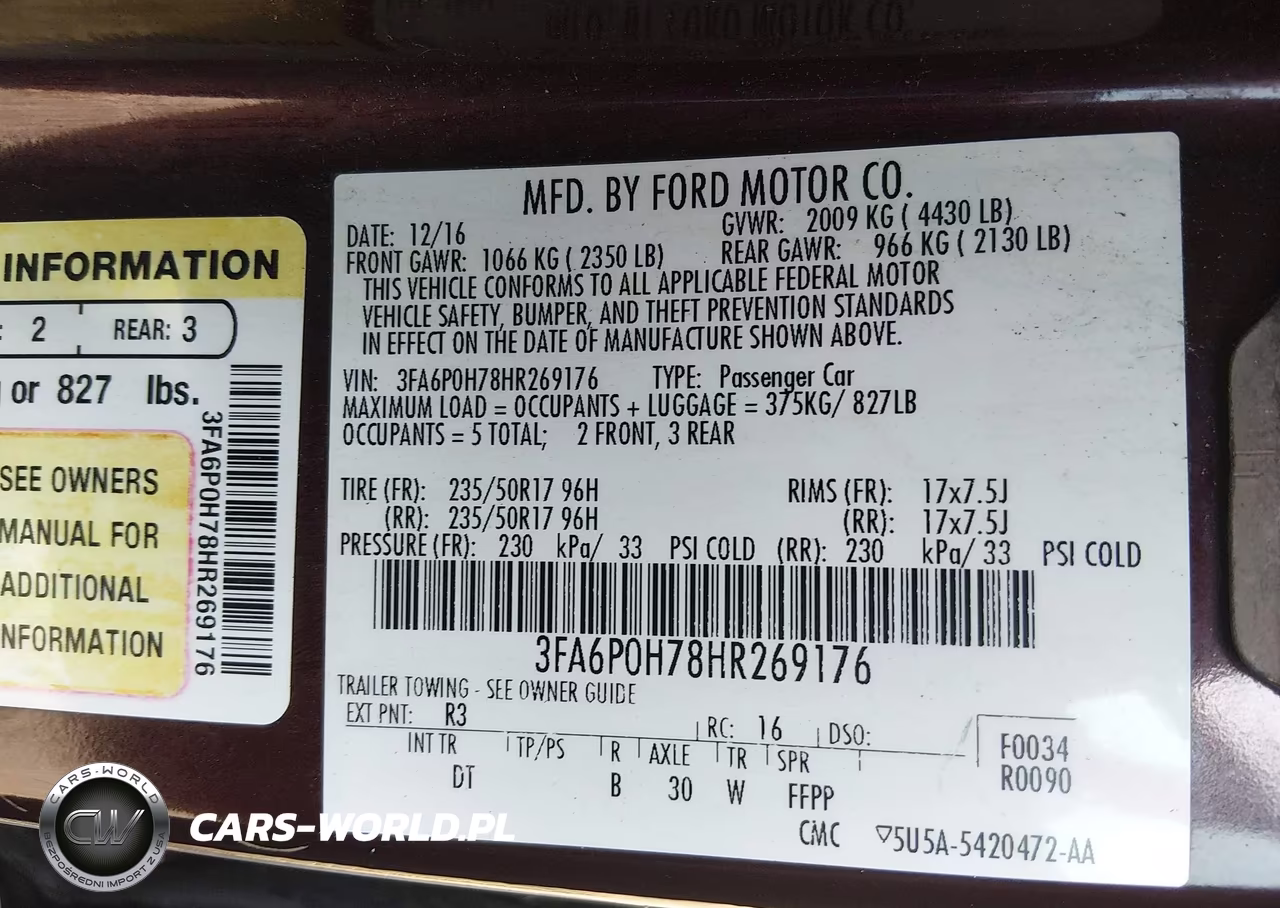 2017 Ford Fusion Se VIN:3FA6P0H78HR269176 - 9